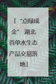 “点绿成金” 湖北首单水生态产品交易落地