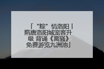 “粽”情洛阳丨隋唐洛阳城宠客升级 背诵《离骚》免费游览九洲池