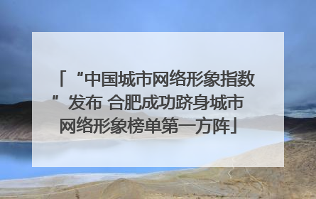 “中国城市网络形象指数”发布 合肥成功跻身城市网络形象榜单第一方阵