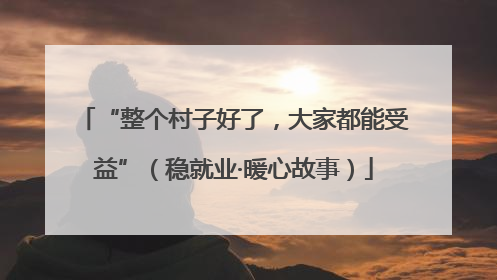 “整个村子好了，大家都能受益”（稳就业·暖心故事）