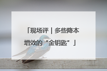 现场评｜多些降本增效的“金钥匙”