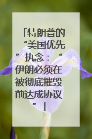 特朗普的“美国优先”执念：“伊朗必须在被彻底摧毁前达成协议”