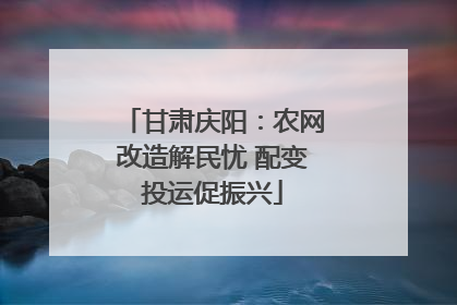 甘肃庆阳：农网改造解民忧 配变投运促振兴