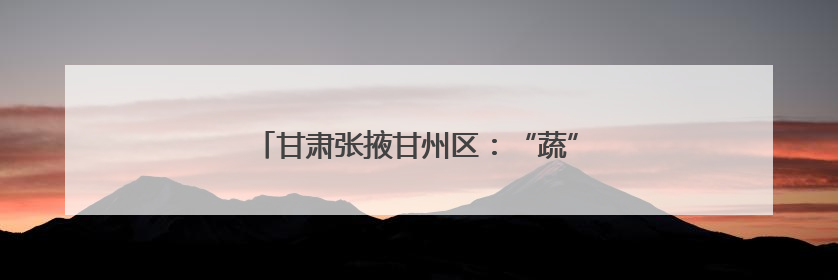 甘肃张掖甘州区：“蔬”写富民产业好“钱”景