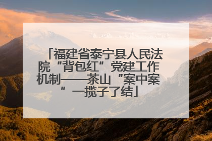 福建省泰宁县人民法院“背包红”党建工作机制——茶山“案中案”一揽子了结