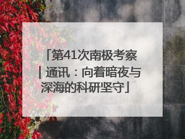 第41次南极考察｜通讯：向着暗夜与深海的科研坚守