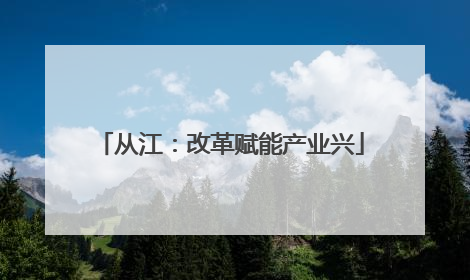 从江：改革赋能产业兴