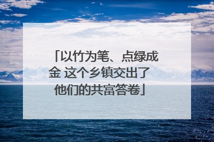 以竹为笔、点绿成金 这个乡镇交出了他们的共富答卷