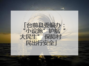 台前县委编办：“小设施”护航“大民生” 保障村民出行安全