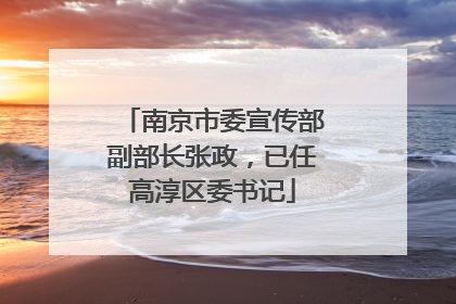 南京市委宣传部副部长张政，已任高淳区委书记