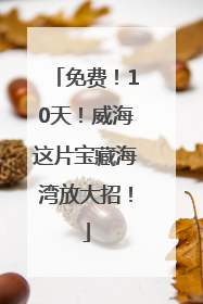 免费！10天！威海这片宝藏海湾放大招！