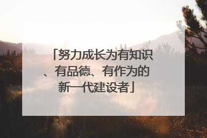 努力成长为有知识、有品德、有作为的新一代建设者
