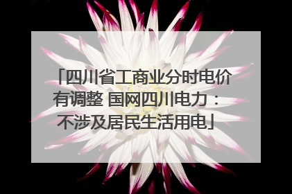 四川省工商业分时电价有调整 国网四川电力：不涉及居民生活用电