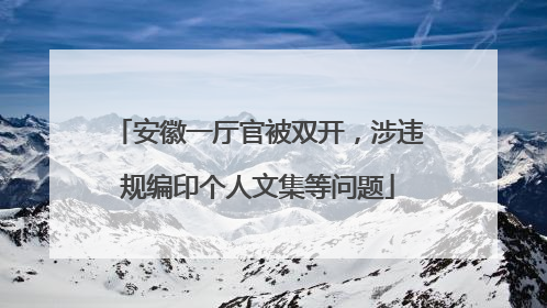 安徽一厅官被双开，涉违规编印个人文集等问题
