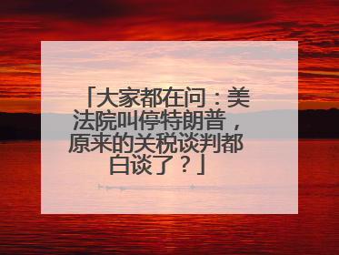 大家都在问：美法院叫停特朗普，原来的关税谈判都白谈了？