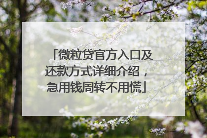 微粒贷官方入口及还款方式详细介绍，急用钱周转不用慌