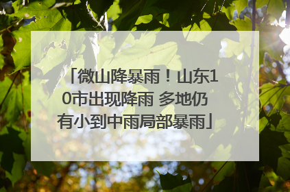 微山降暴雨！山东10市出现降雨 多地仍有小到中雨局部暴雨