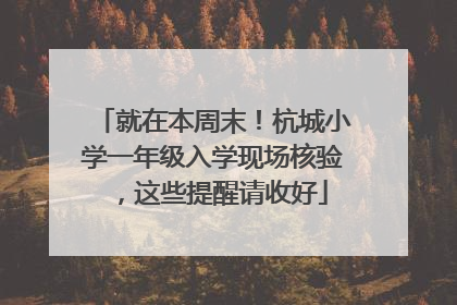 就在本周末！杭城小学一年级入学现场核验，这些提醒请收好