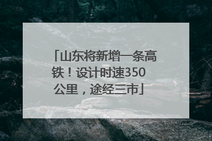 山东将新增一条高铁！设计时速350公里，途经三市