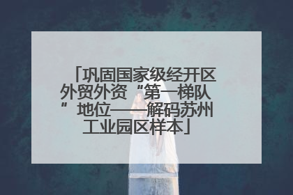 巩固国家级经开区外贸外资“第一梯队”地位——解码苏州工业园区样本
