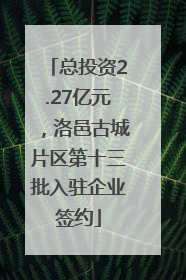总投资2.27亿元，洛邑古城片区第十三批入驻企业签约