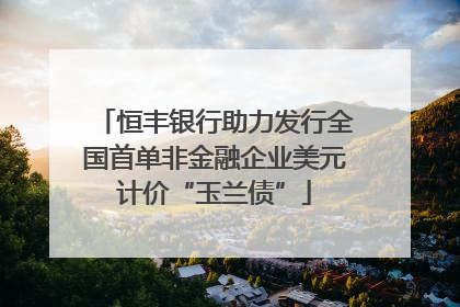 恒丰银行助力发行全国首单非金融企业美元计价“玉兰债”