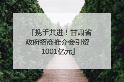 携手共进！甘肃省政府招商推介会引资1001亿元