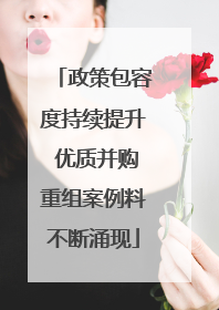 政策包容度持续提升 优质并购重组案例料不断涌现