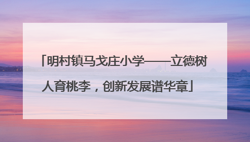 明村镇马戈庄小学——立德树人育桃李，创新发展谱华章