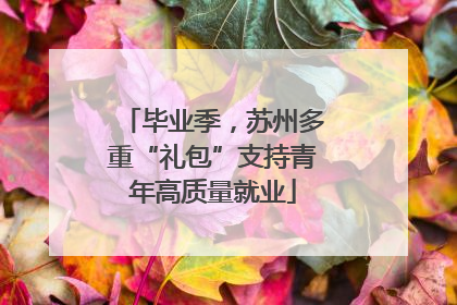 毕业季，苏州多重“礼包”支持青年高质量就业