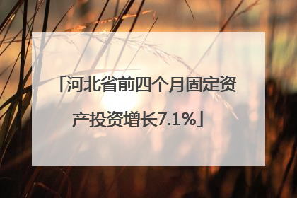 河北省前四个月固定资产投资增长7.1%