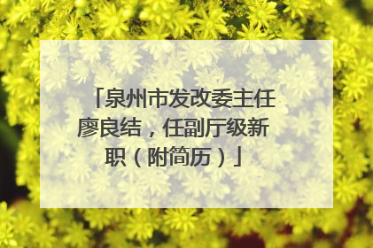 泉州市发改委主任廖良结，任副厅级新职（附简历）