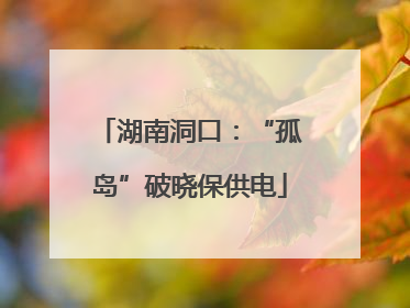 湖南洞口：“孤岛”破晓保供电
