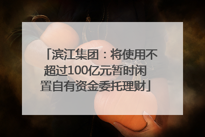 滨江集团：将使用不超过100亿元暂时闲置自有资金委托理财