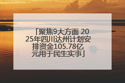 聚焦9大方面 2025年四川达州计划安排资金105.78亿元用于民生实事
