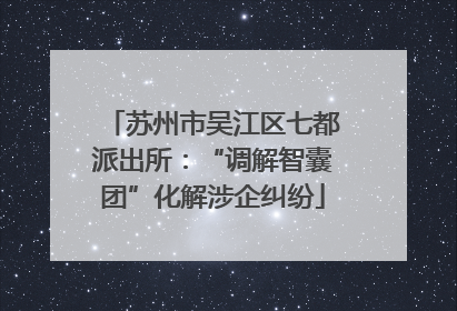 苏州市吴江区七都派出所：“调解智囊团”化解涉企纠纷