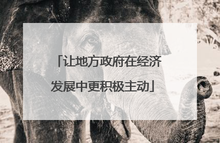 让地方政府在经济发展中更积极主动