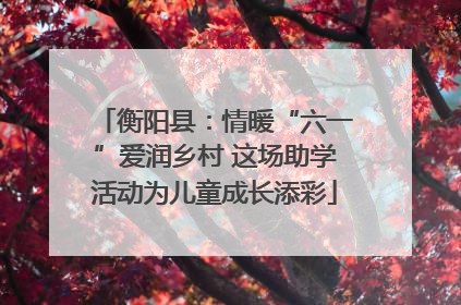 衡阳县：情暖“六一”爱润乡村 这场助学活动为儿童成长添彩
