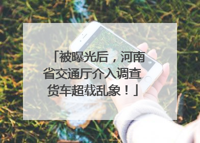 被曝光后，河南省交通厅介入调查货车超载乱象！