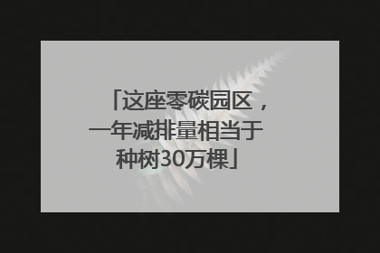 这座零碳园区，一年减排量相当于种树30万棵