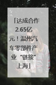 达成合作2.65亿元！温州汽车零部件产业“链接”上海