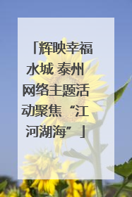 辉映幸福水城 泰州网络主题活动聚焦“江河湖海”