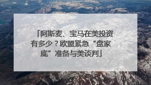 阿斯麦、宝马在美投资有多少？欧盟紧急“盘家底”准备与美谈判
