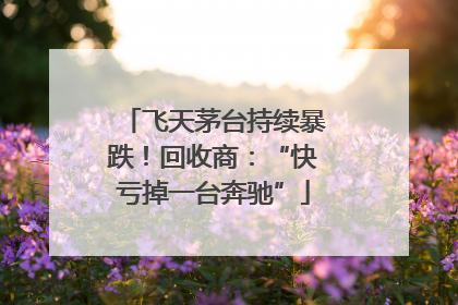 飞天茅台持续暴跌！回收商：“快亏掉一台奔驰”