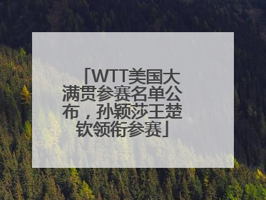 WTT美国大满贯参赛名单公布，孙颖莎王楚钦领衔参赛